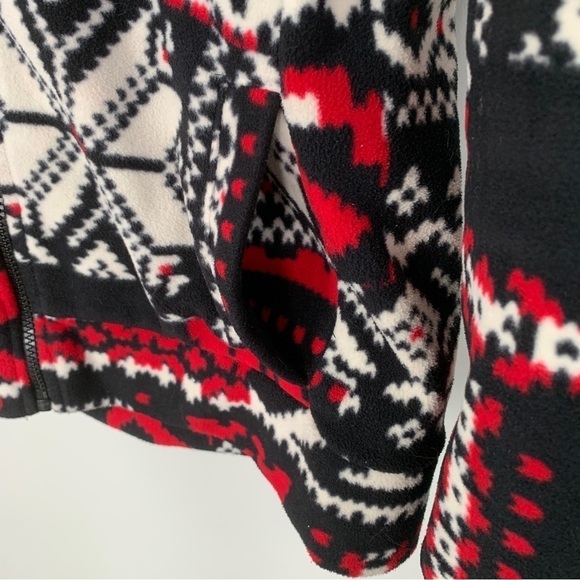 Lauren Ralph Lauren Black, White, & Red Patterned Fleece Jacket Size S - Picture 4 of 7